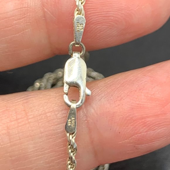 Sterling Silver 925 Italy Solid 1.5mm Rope Chain w/ Lobster Claw Clasp 25" Long - Picture 4 of 9